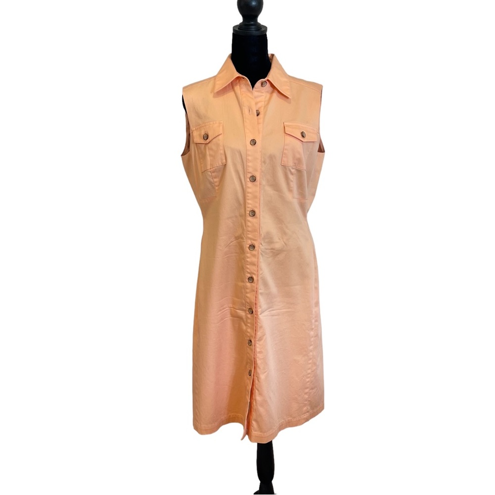 Alex Marie sleeveless button down dress size 10 pretty peach color nice seaming